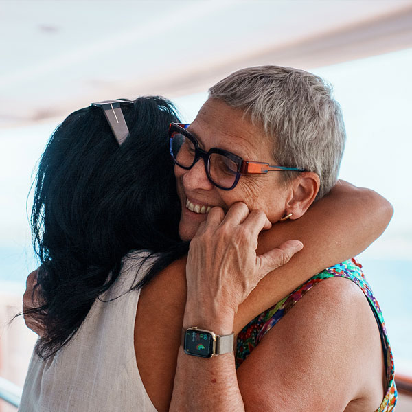Guests connecting together on deck during a Solamoré voyage